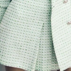 Zara Mint & Ivory Textured Tweed Skirt